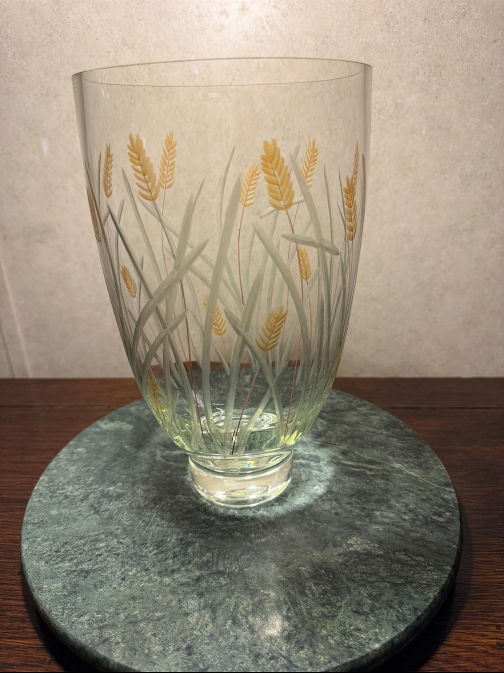 Vintage Romanian Crystal Wheat Shaft Vase